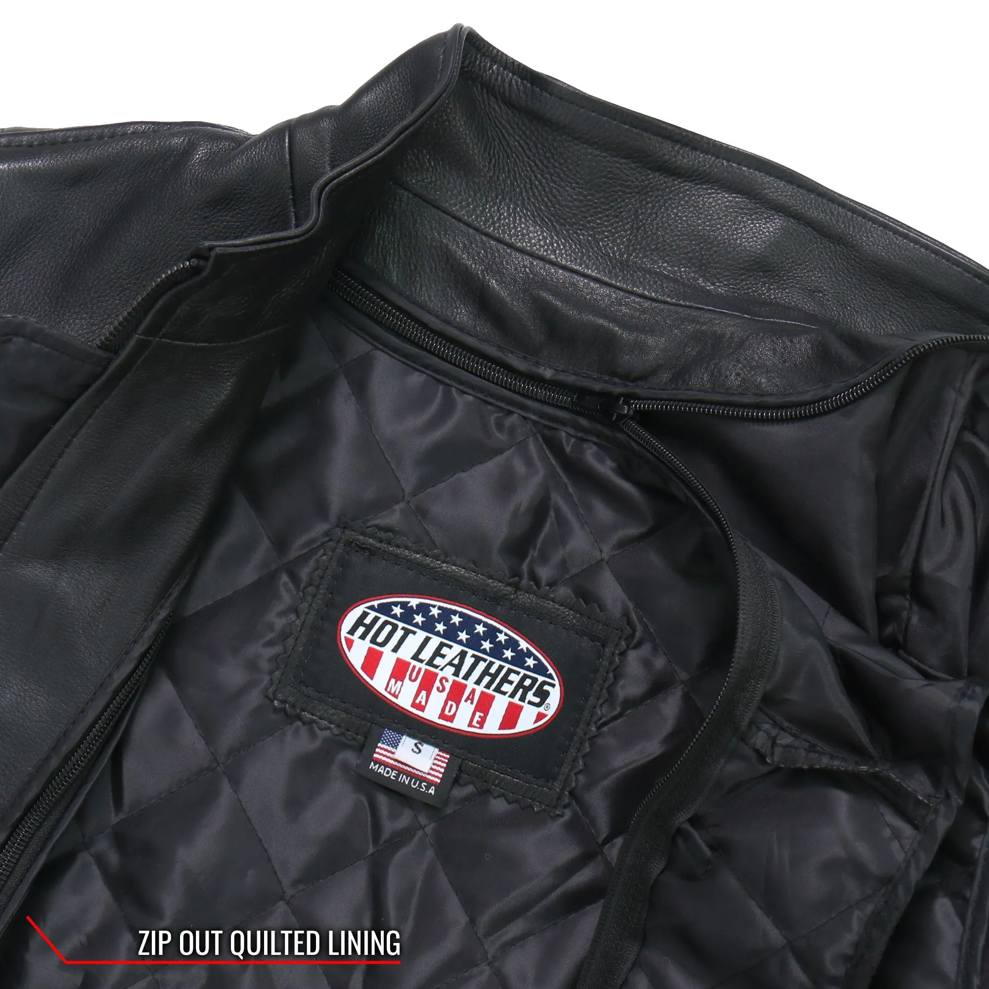 Hot Leathers JKL5003 USA Made Ladies Clean Cut Leather Motorcycle Biker Jacket