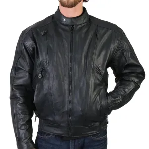 Hot Leathers JKM1005 Men's Black Premium Leather Vented Motorcycle Biker Jacket