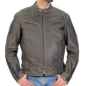 Hot Leathers JKM1033 Men’s Distress Grey ‘Café Racer' Leather Jacket with Concealed Carry Pockets