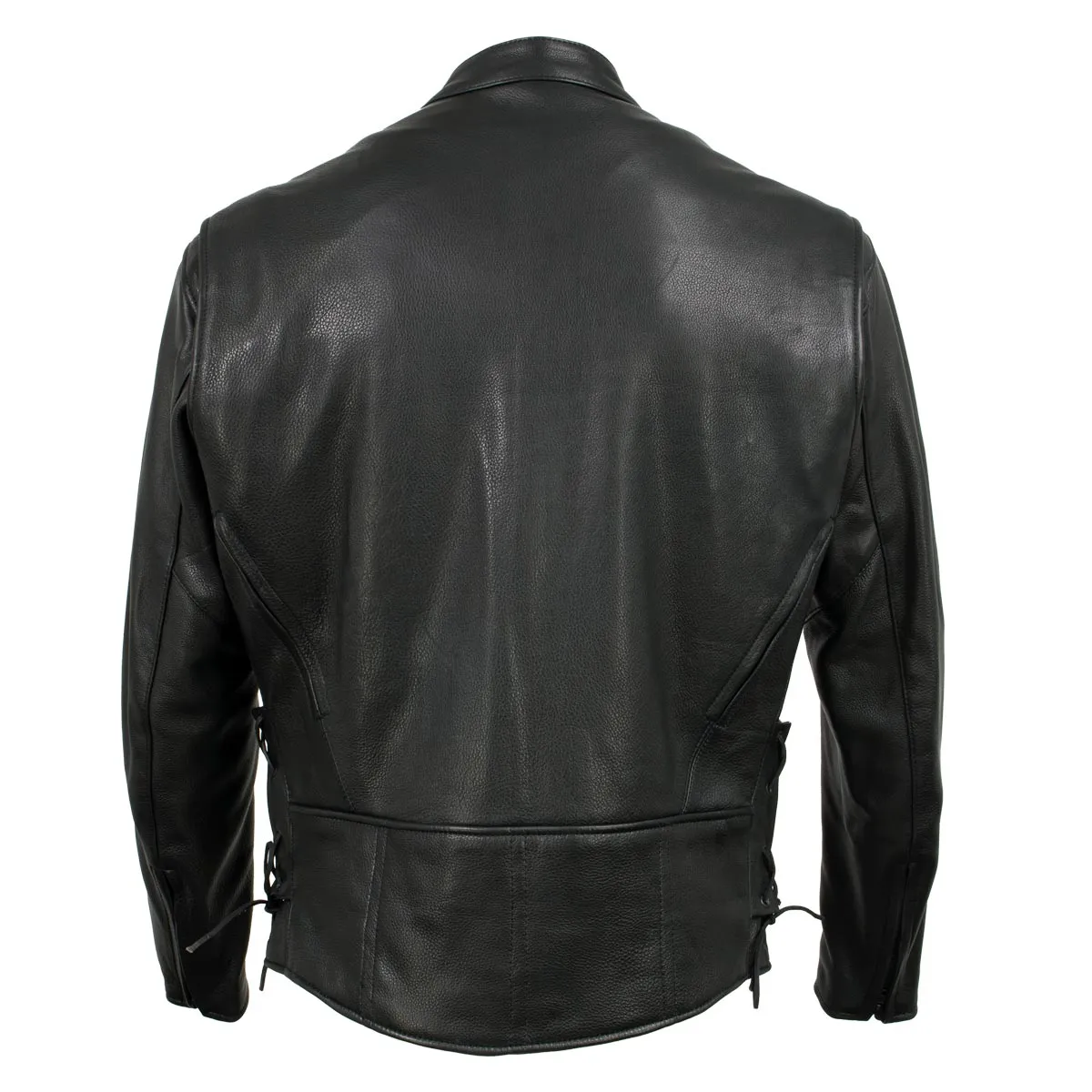 Hot Leathers JKM5002 USA Made Men's 'Air Stream' Vented Black Premium Leather MC Jacket with Side Laces