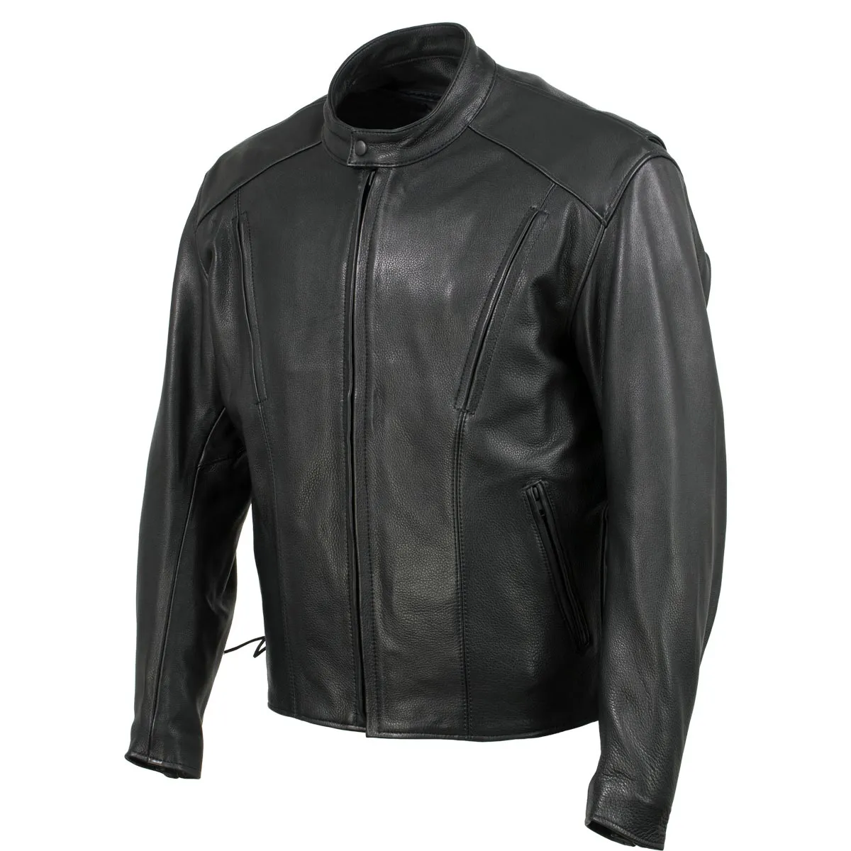 Hot Leathers JKM5002 USA Made Men's 'Air Stream' Vented Black Premium Leather MC Jacket with Side Laces