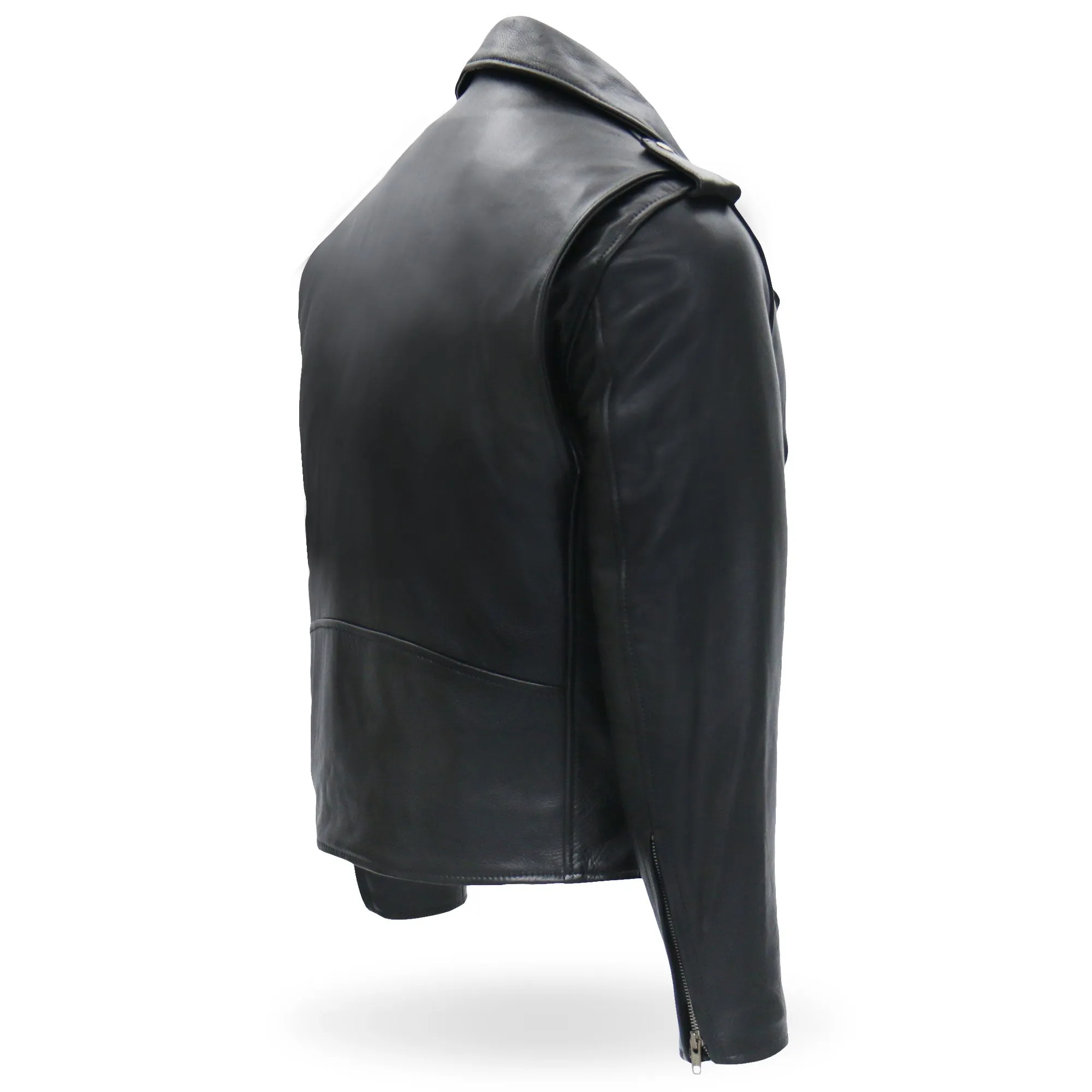 Hot Leathers JKM5009 Men's USA Made Black Premium Leather Classic Motorcycle Biker Jacket