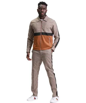 Houndstooth Dress Casual Track Suit Coffee Brown