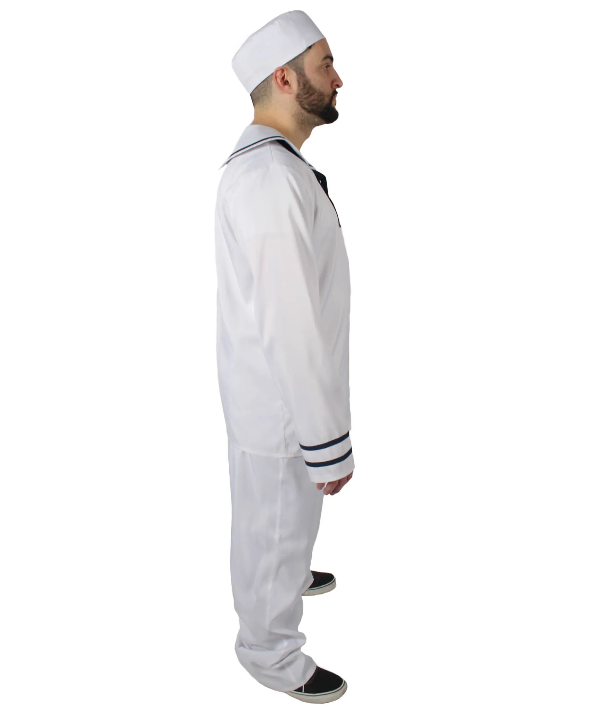 HPO Adult Men's White and Black Sailor Man Costume Bundle