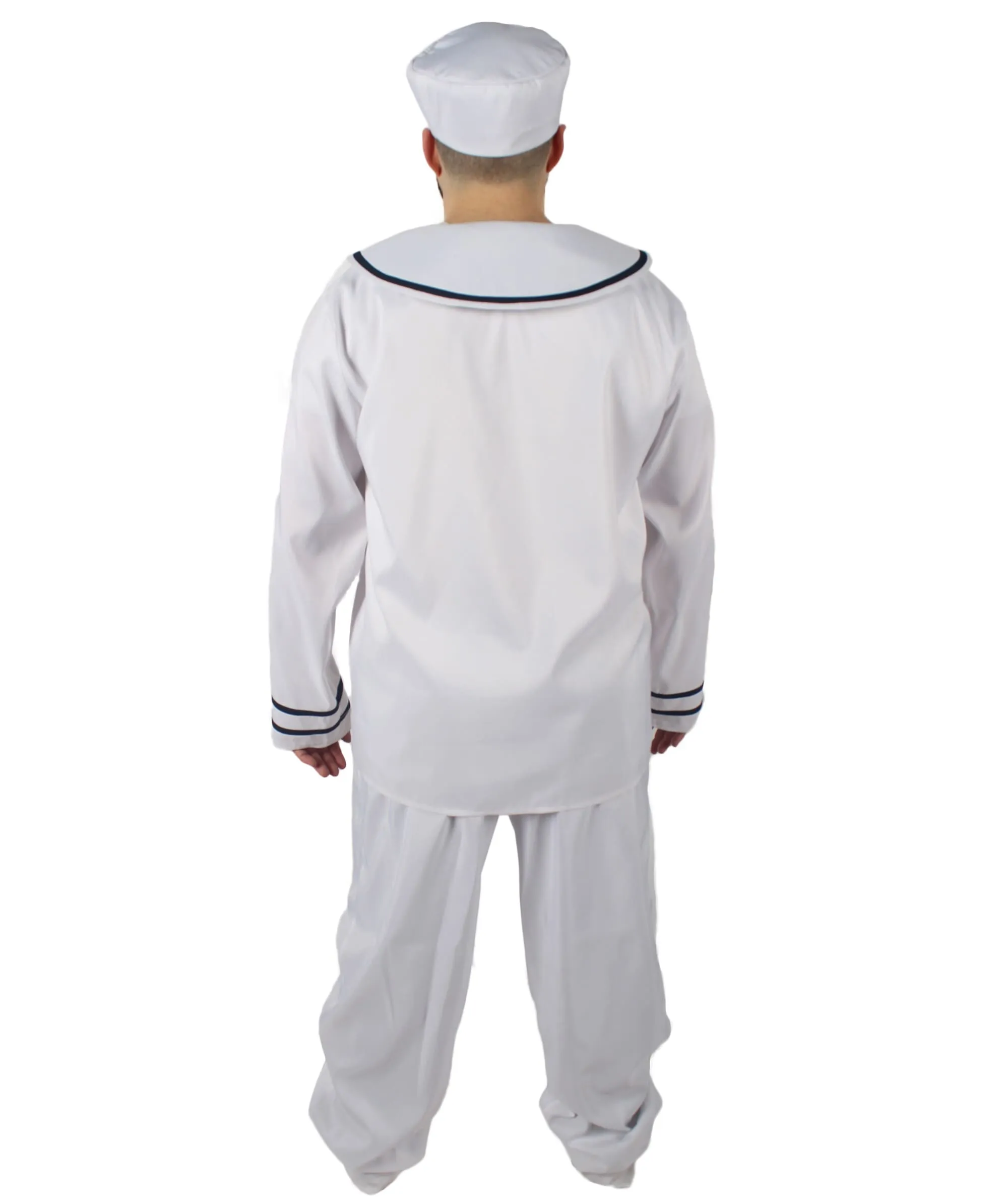 HPO Adult Men's White and Black Sailor Man Costume Bundle