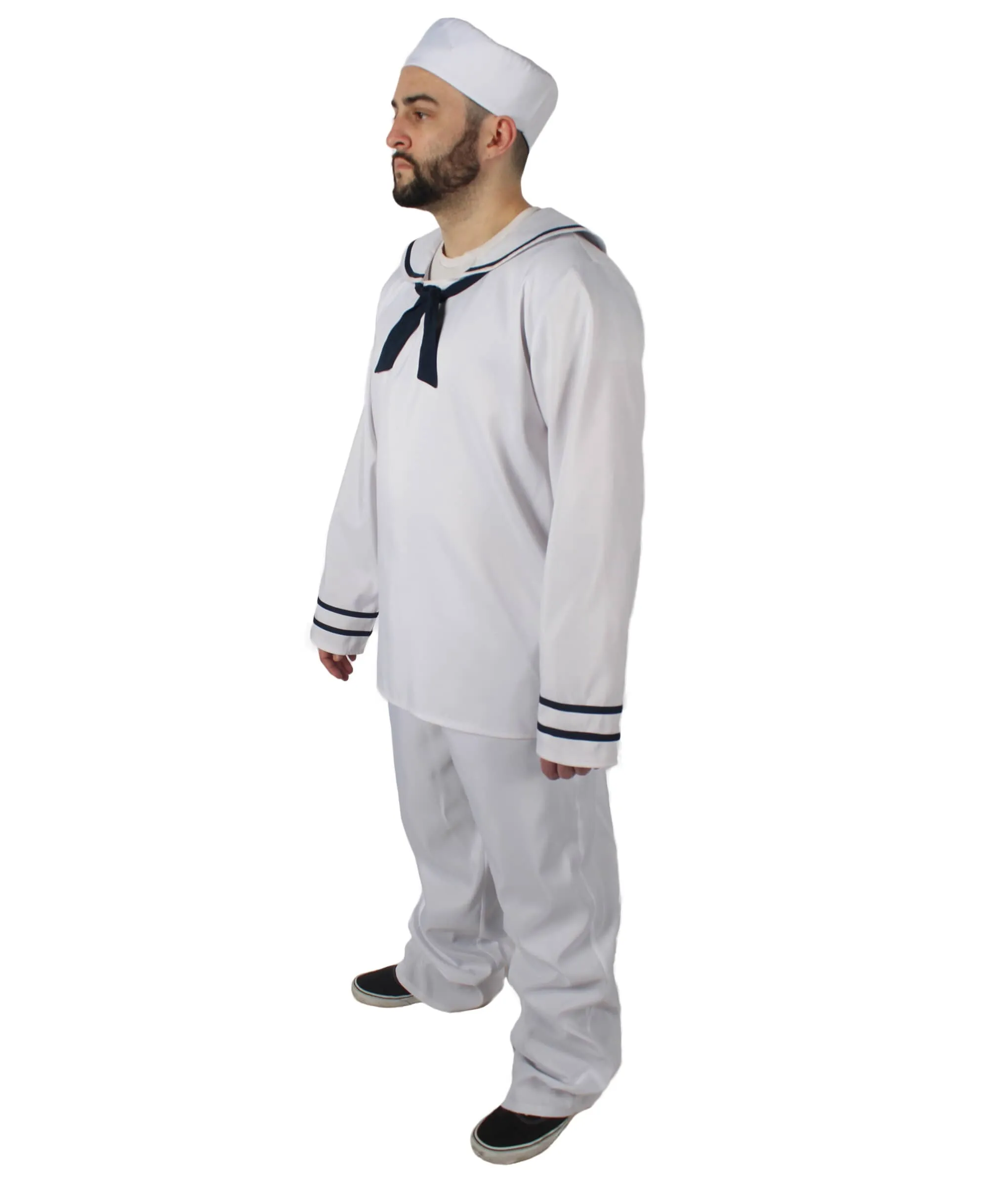 HPO Adult Men's White and Black Sailor Man Costume Bundle