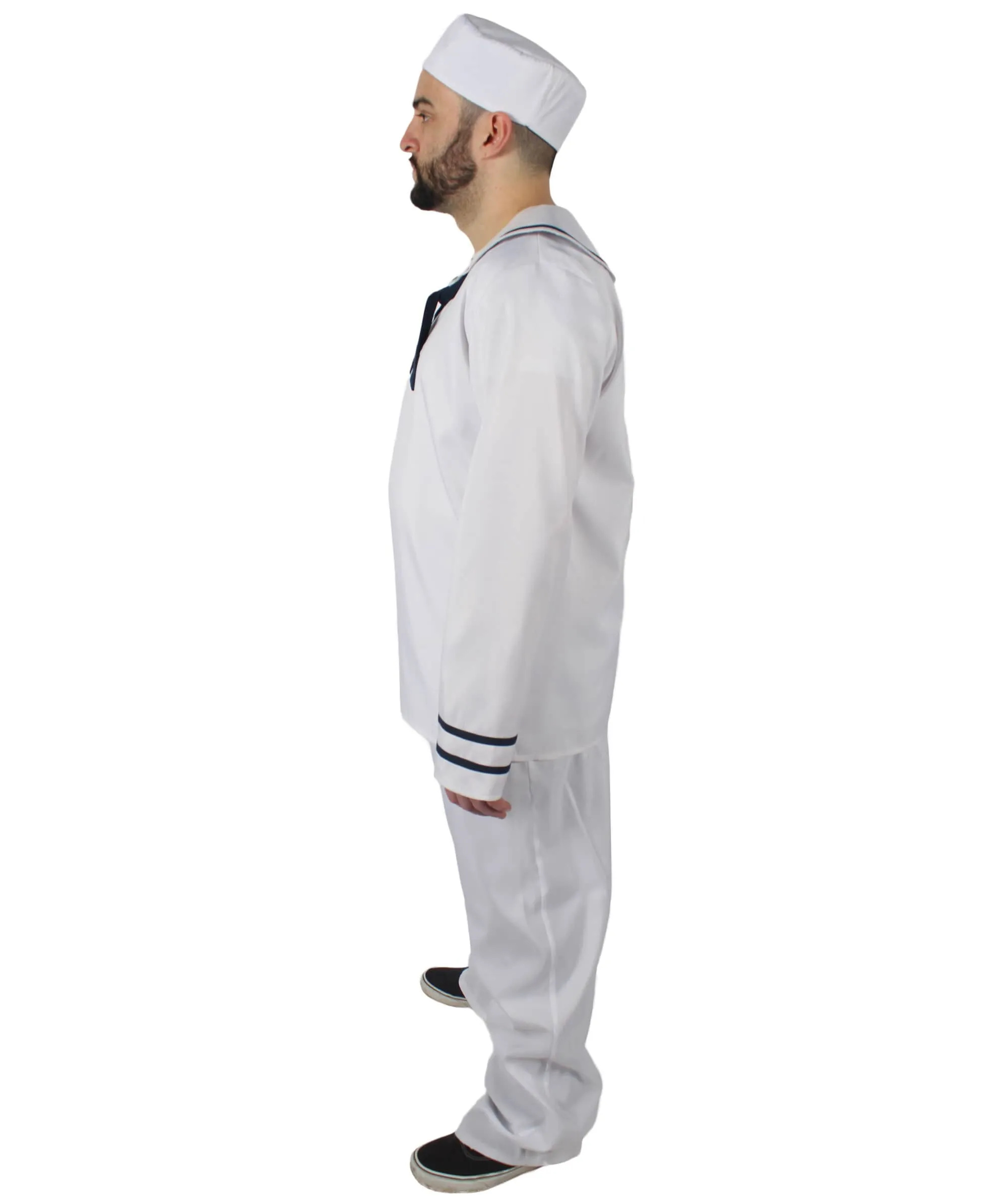 HPO Adult Men's White and Black Sailor Man Costume Bundle