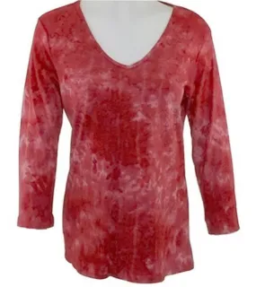 Impulse California - Rose Zircon, Rhinestone Print, V-Neck Top