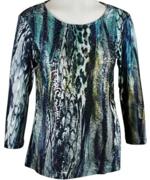 Impulse California - Textured Stems, Women's Top with Subtle Mini Sequin Accents