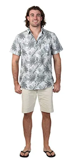 Islandhaze Sportswear – Palm Trees, Printed Casual Hawaiian Men’s Grey Shirt