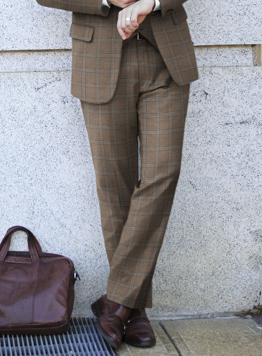 Italian Murano Igelu Brown Wool Linen Silk Pants