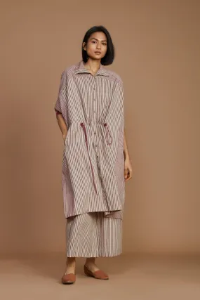 Ivory With Mauve Striped Kaftan Dress