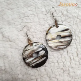 Jasmino Unique Handmade Minimalist Cake Donut Dangle Earrings Made By Natural Buffalo Horn