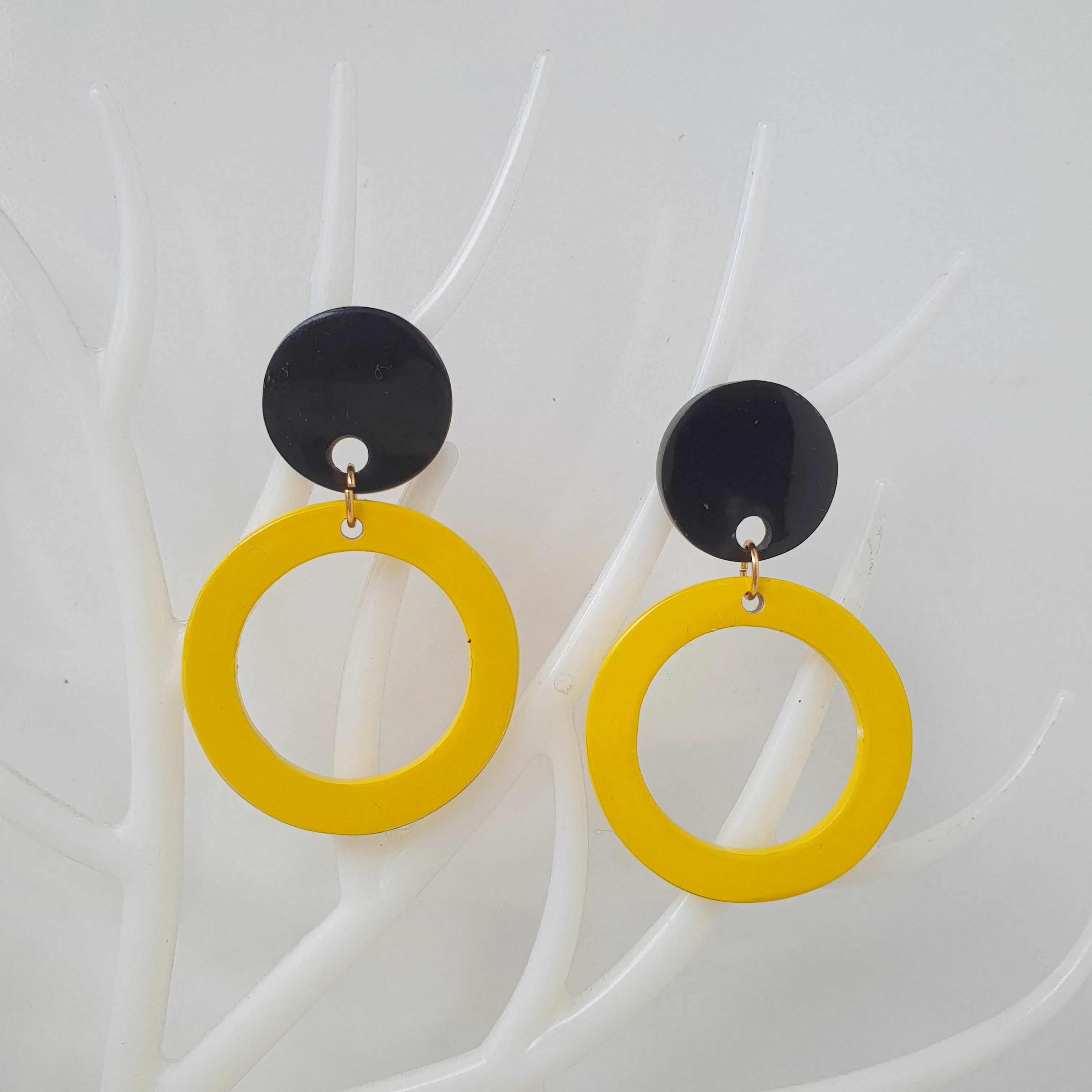 Jasmino Unique Simple Circle Drop Earrings For Women Made By Natural Buffalo Horn