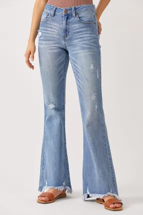 Jazlyn High Rise Distressed Flare Jean