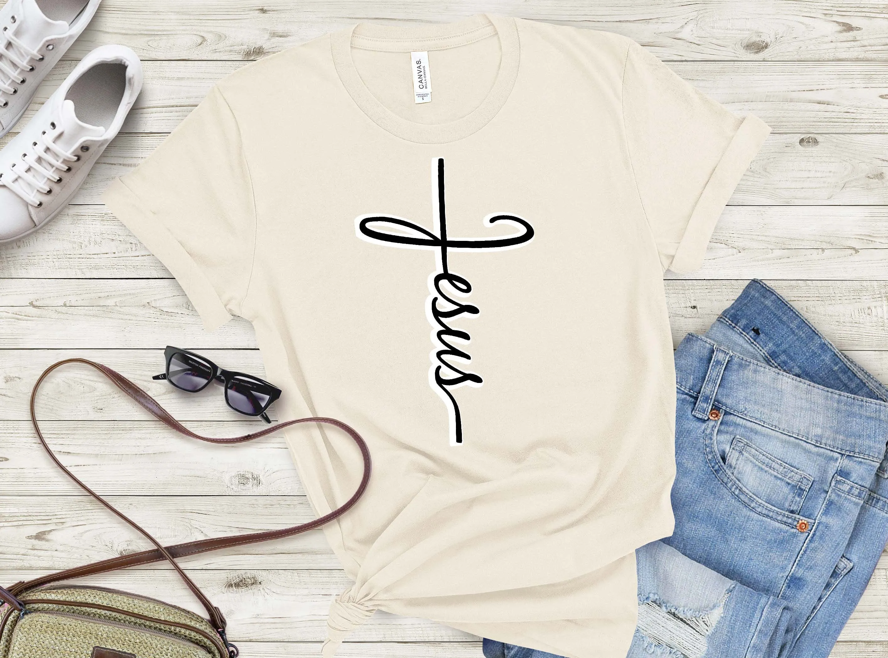 Jesus Cross T Shirt | Christian Shirts | Faith Cross Shirt | Pray Shirt | Christian Apparel | Vertical Cross | Christian Merch | Jesus Tee