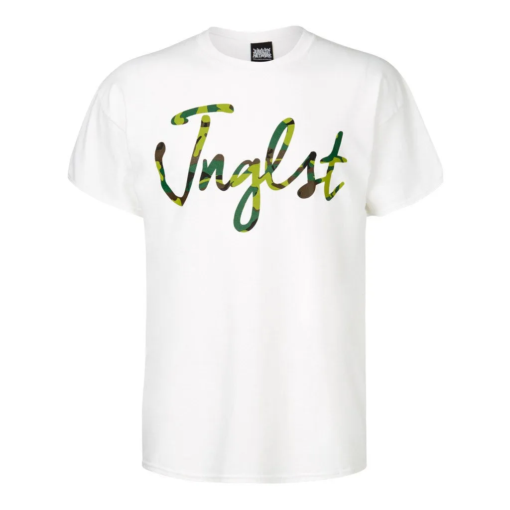 Jnglst Camo Script White T-Shirt