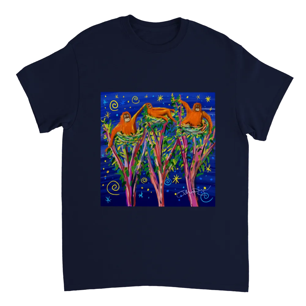 John Dyer Unisex Cornwall Art T-Shirt. Borneo Rainforest Orangutans. Rainforest Art Gallery