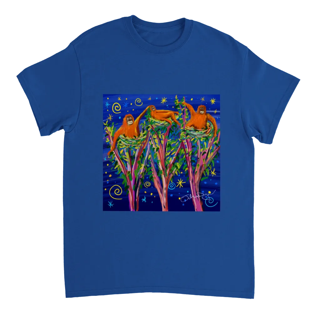 John Dyer Unisex Cornwall Art T-Shirt. Borneo Rainforest Orangutans. Rainforest Art Gallery