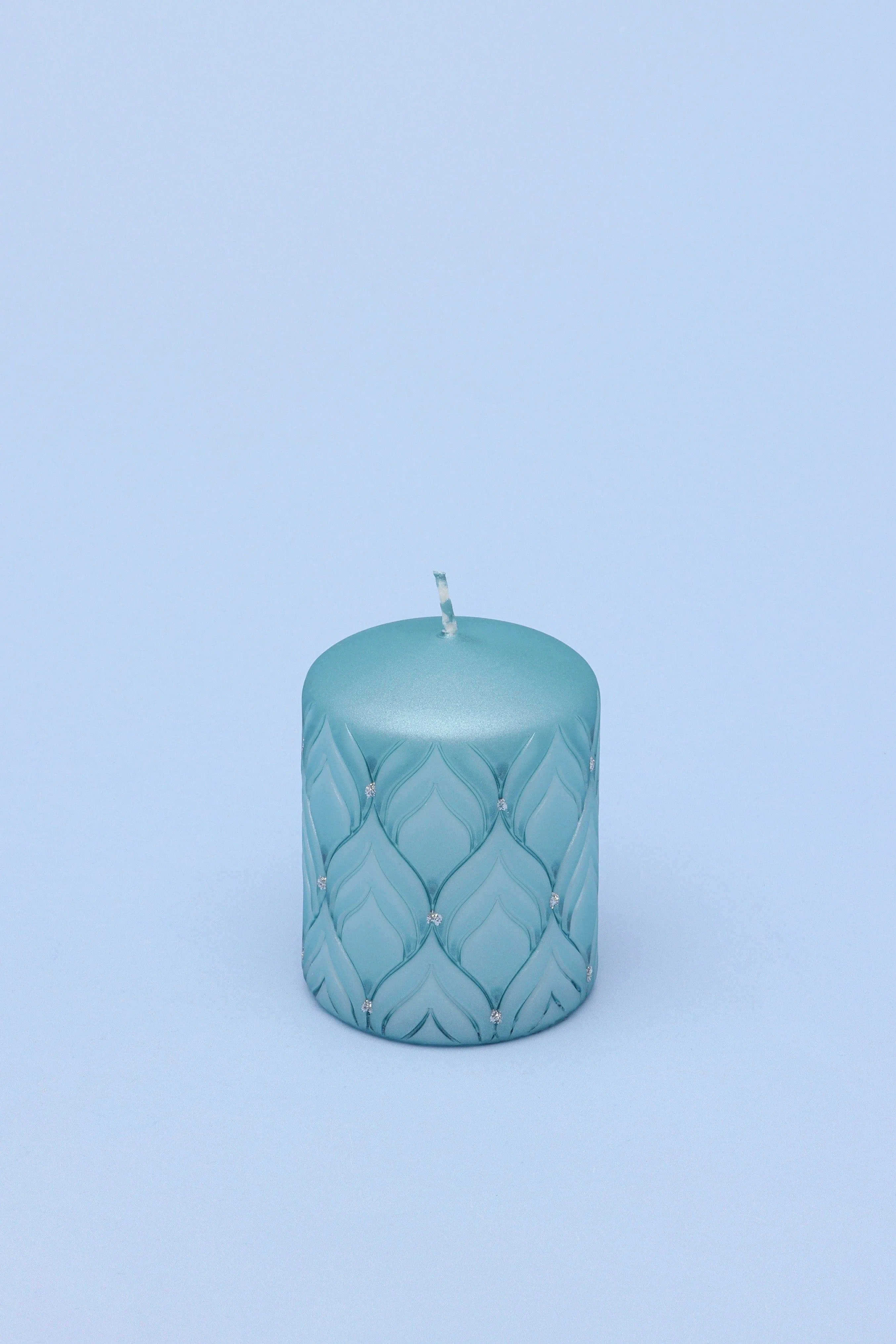 Jolene Glitter Blue Pillar Candle