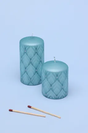 Jolene Glitter Blue Pillar Candle