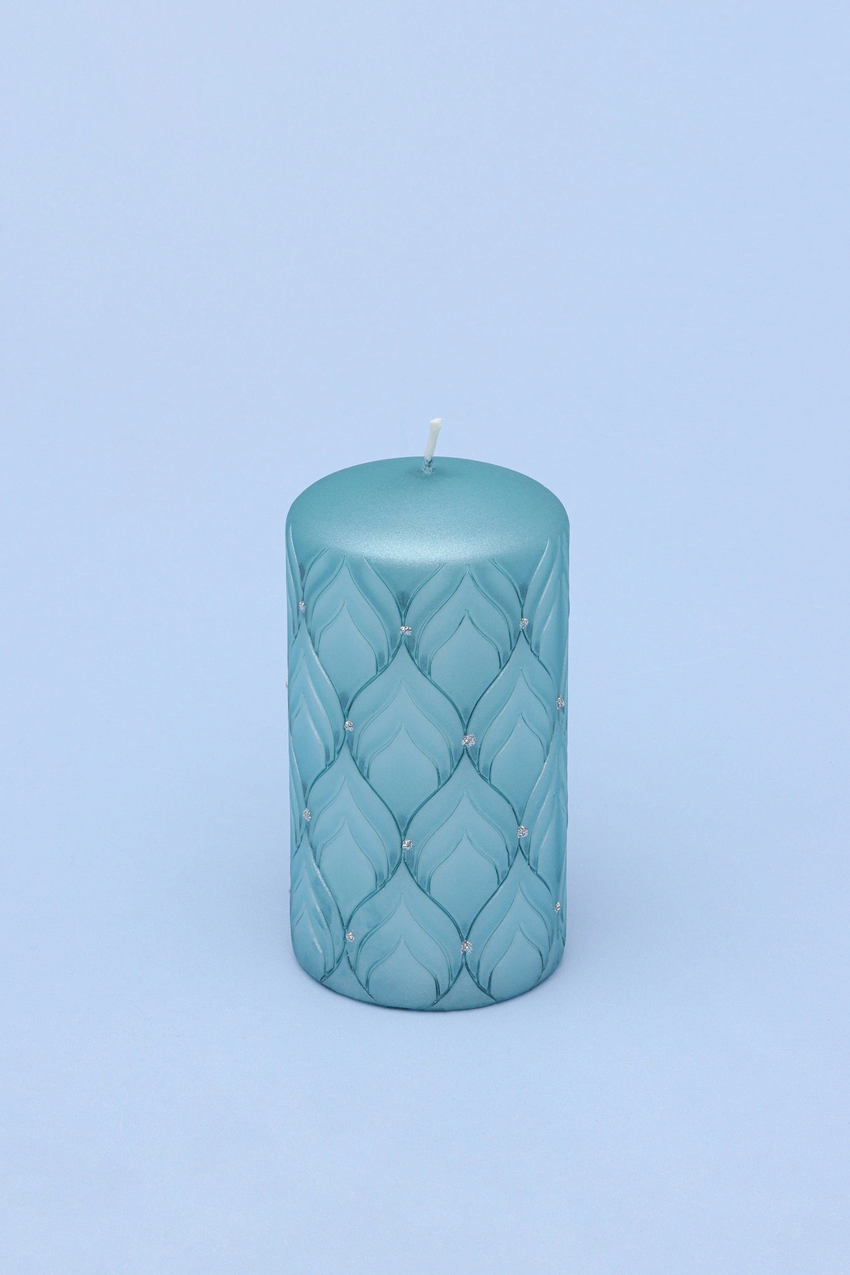 Jolene Glitter Blue Pillar Candle