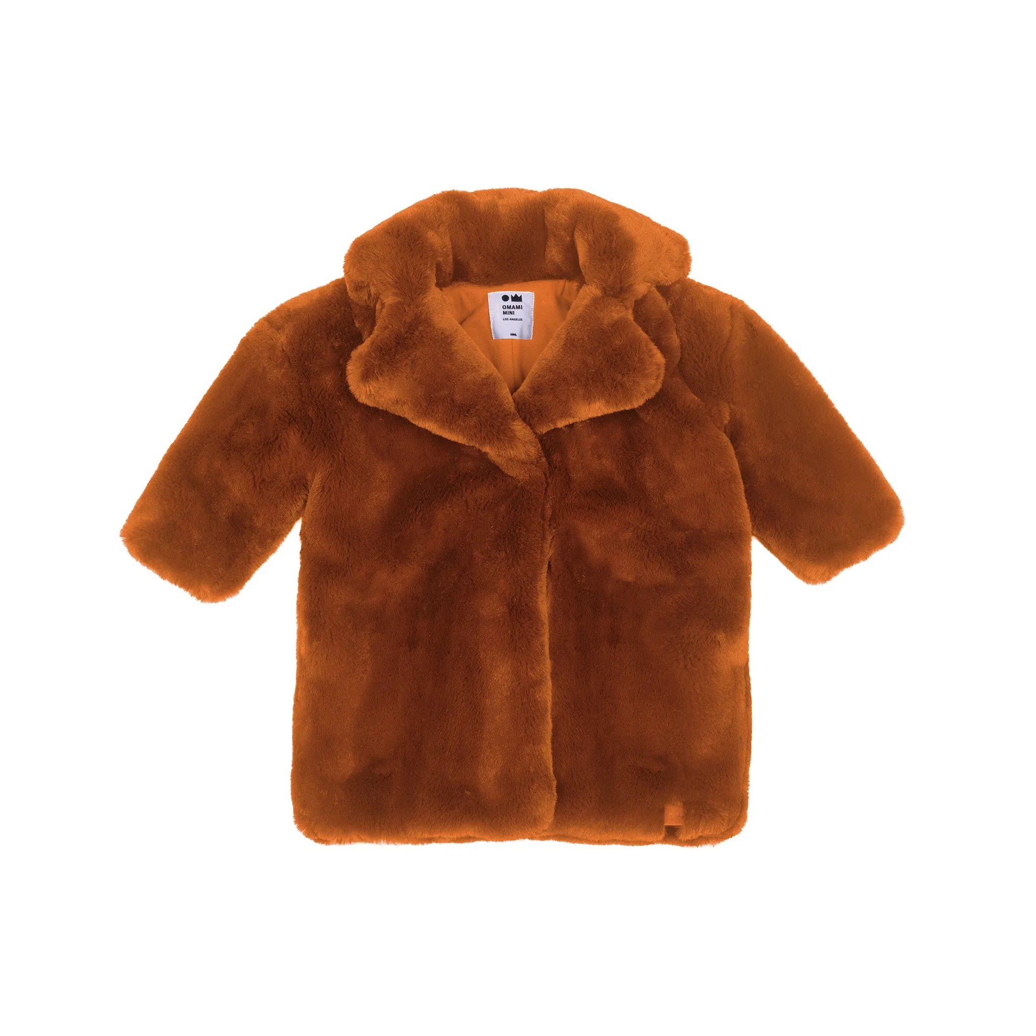 Kids Faux Fur Coat l Rust