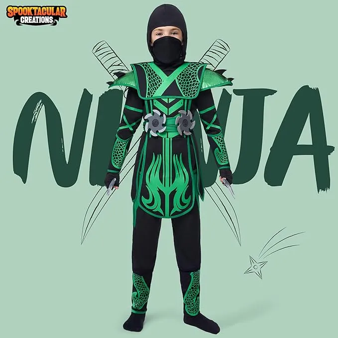 Kids Halloween Ninja Costume, Green