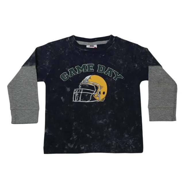 🎁Kids Long Sleeve Thermal 2FER Shirt - Football Helmet Game Day