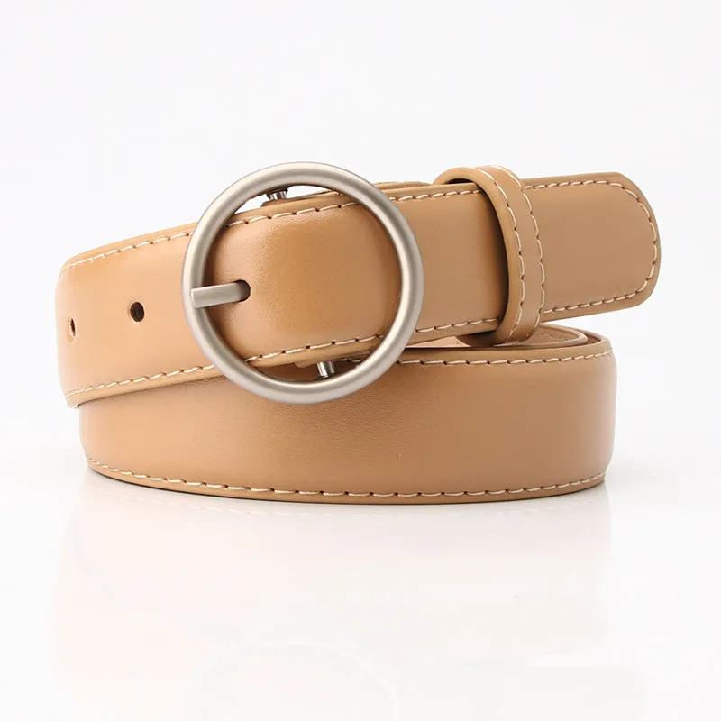 Korean Style round Buckle Pants Belt Student Jeans All-Match Women's Belt