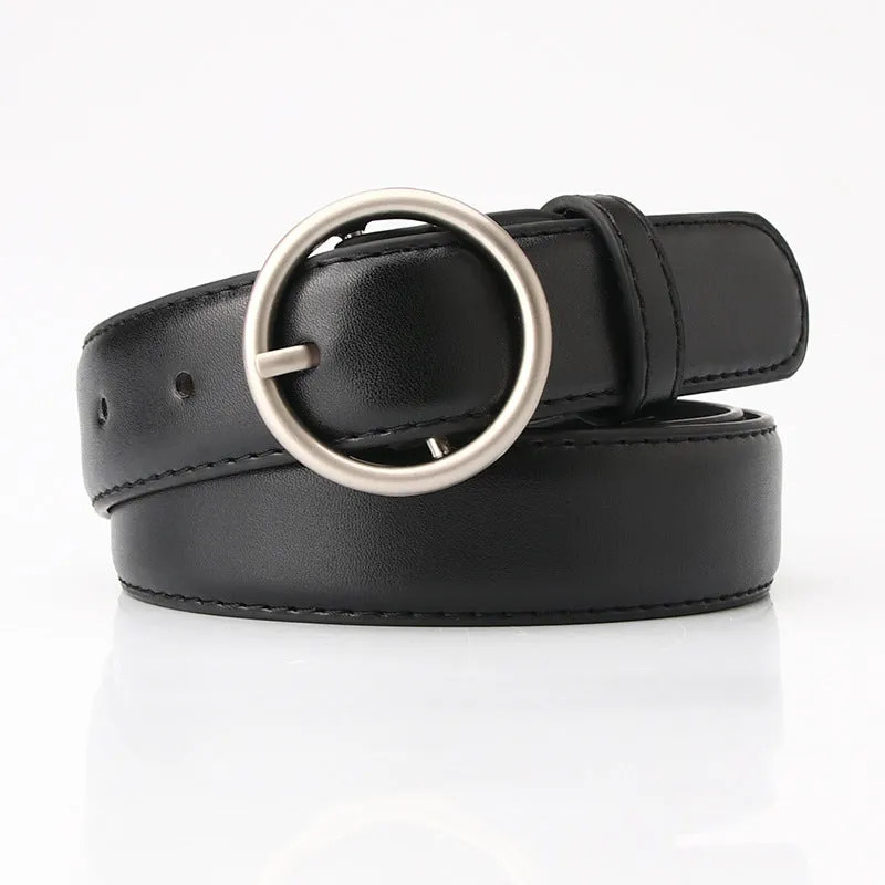 Korean Style round Buckle Pants Belt Student Jeans All-Match Women's Belt