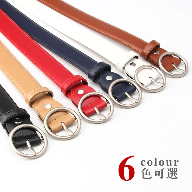 Korean Style round Buckle Pants Belt Student Jeans All-Match Women's Belt