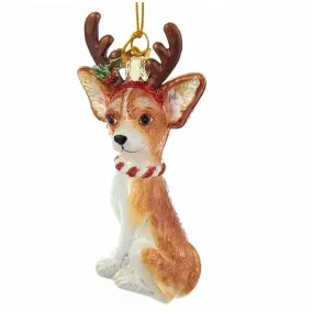 Kurt Adler Chihuahua with Antlers Glass Ornament