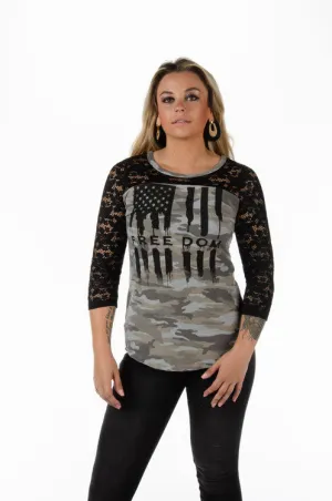 Ladies American Flag Camo Shirt 7030 BS