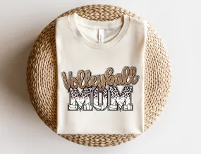 Leopard Print Glitter Volleyball Mom Shirt