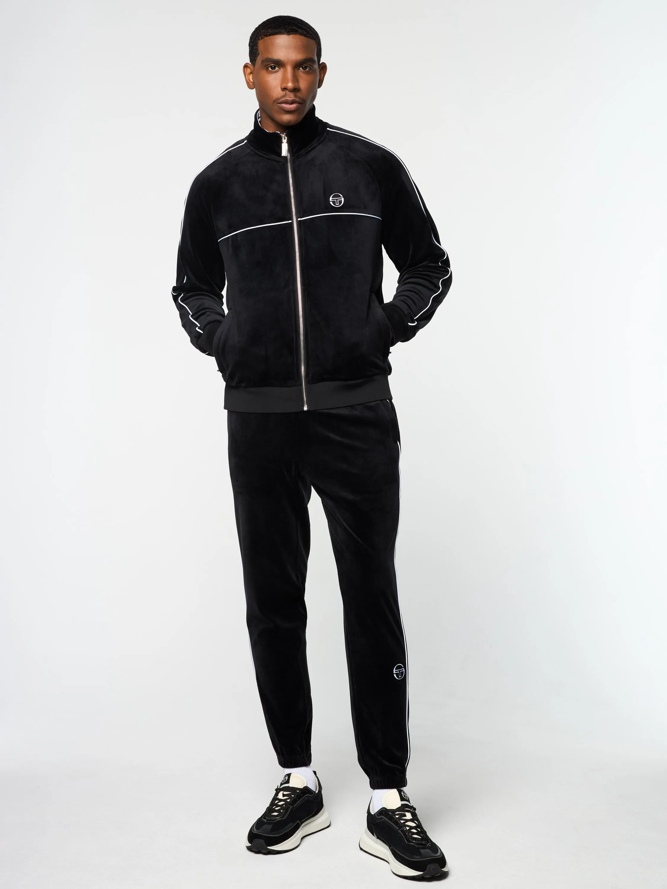 Lioni Velour Track Jacket- Black Beauty