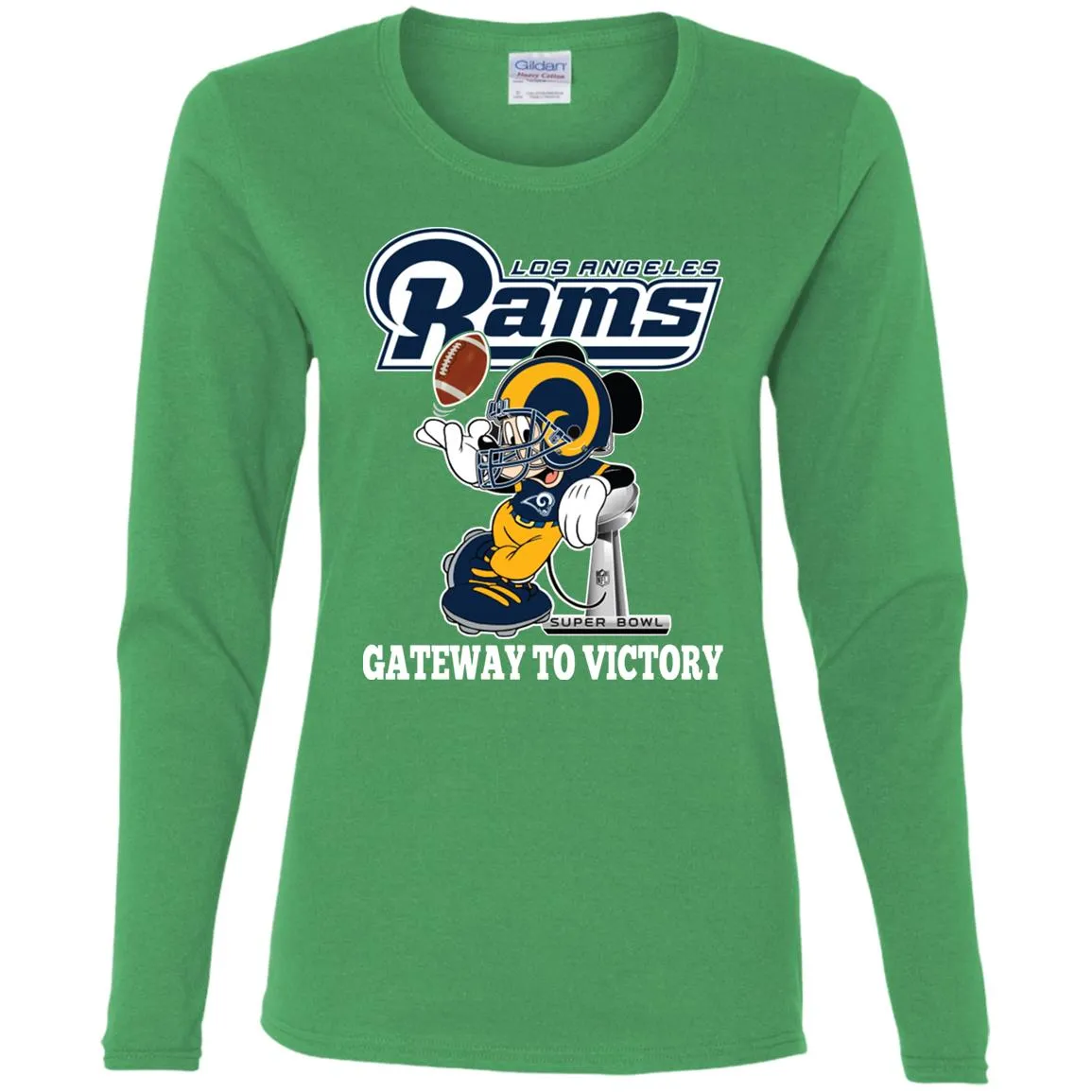 Los Angeles Rams Gateway To Victory Super Bowl 2019 Mickey Mouse Football Nfl Women Long Sleeve Shirt