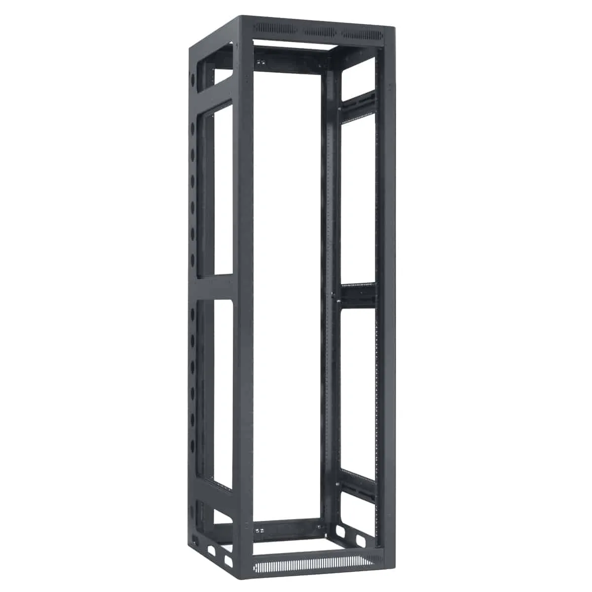 Lowell Mfg Equipment Rack-Gangable-35U, 32in Deep, 2pr Rails, Rear Door