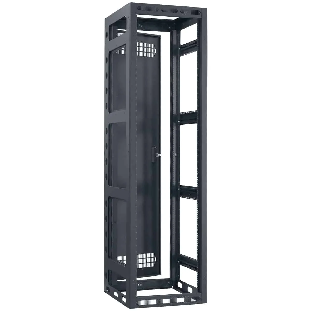 Lowell Mfg Equipment Rack-Gangable-44U, 36in Deep, 2pr Rails, Rear Door