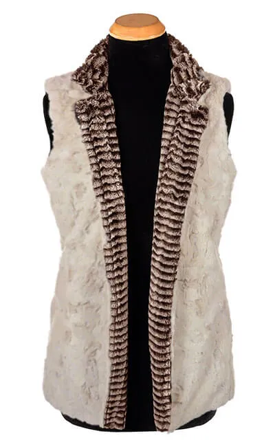 Mandarin Vest Short, Reversible less pockets - Luxury Faux Fur in 8mm with Cuddly Fur