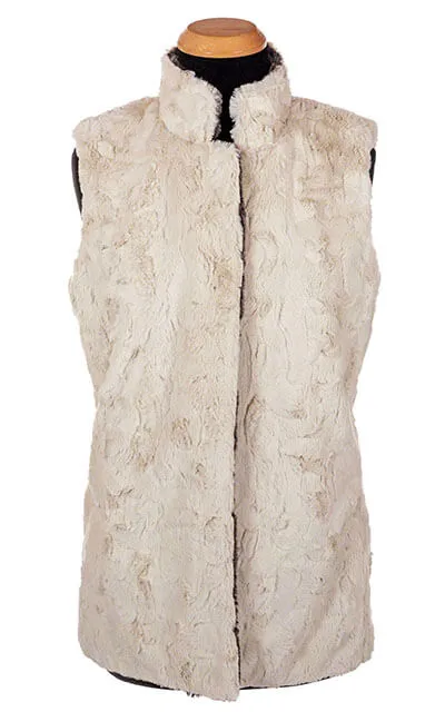 Mandarin Vest Short, Reversible less pockets - Luxury Faux Fur in 8mm with Cuddly Fur