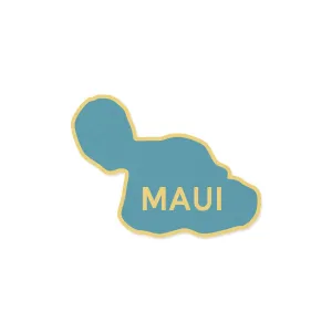 Maui Map Wood Shape, Teal