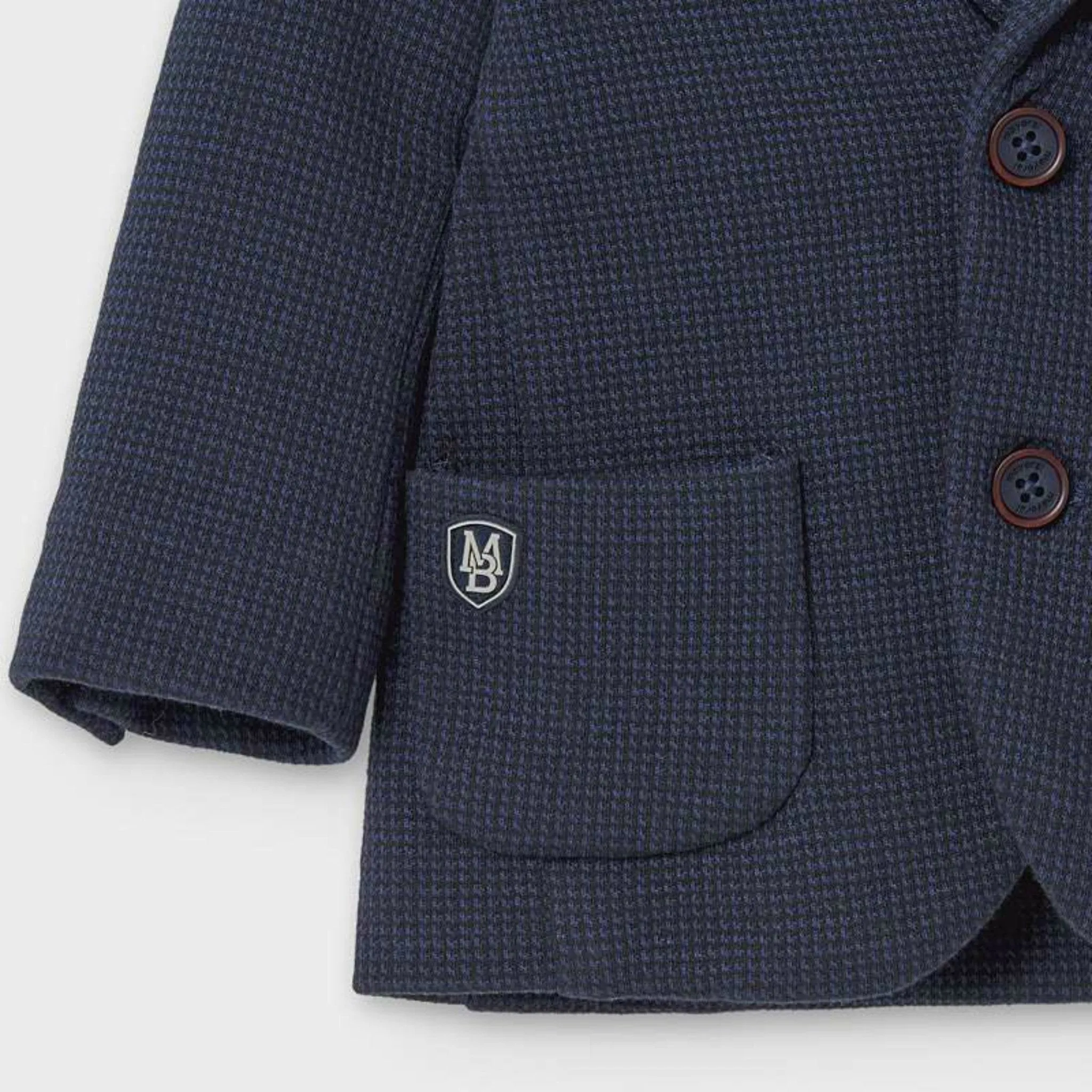 Mayoral Baby and Toddler Boys Navy Houndstooth Pattern Blazer