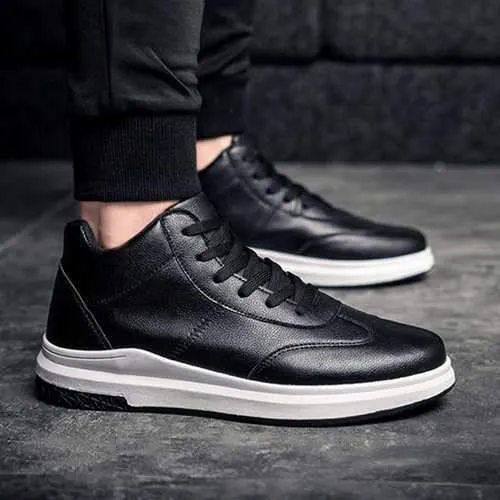 Men Comfortable Genuine Leather High Top Sneakers