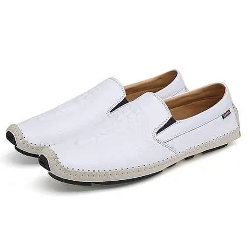 Men Flat Shoes Slip On Casual Outdoor In Leather