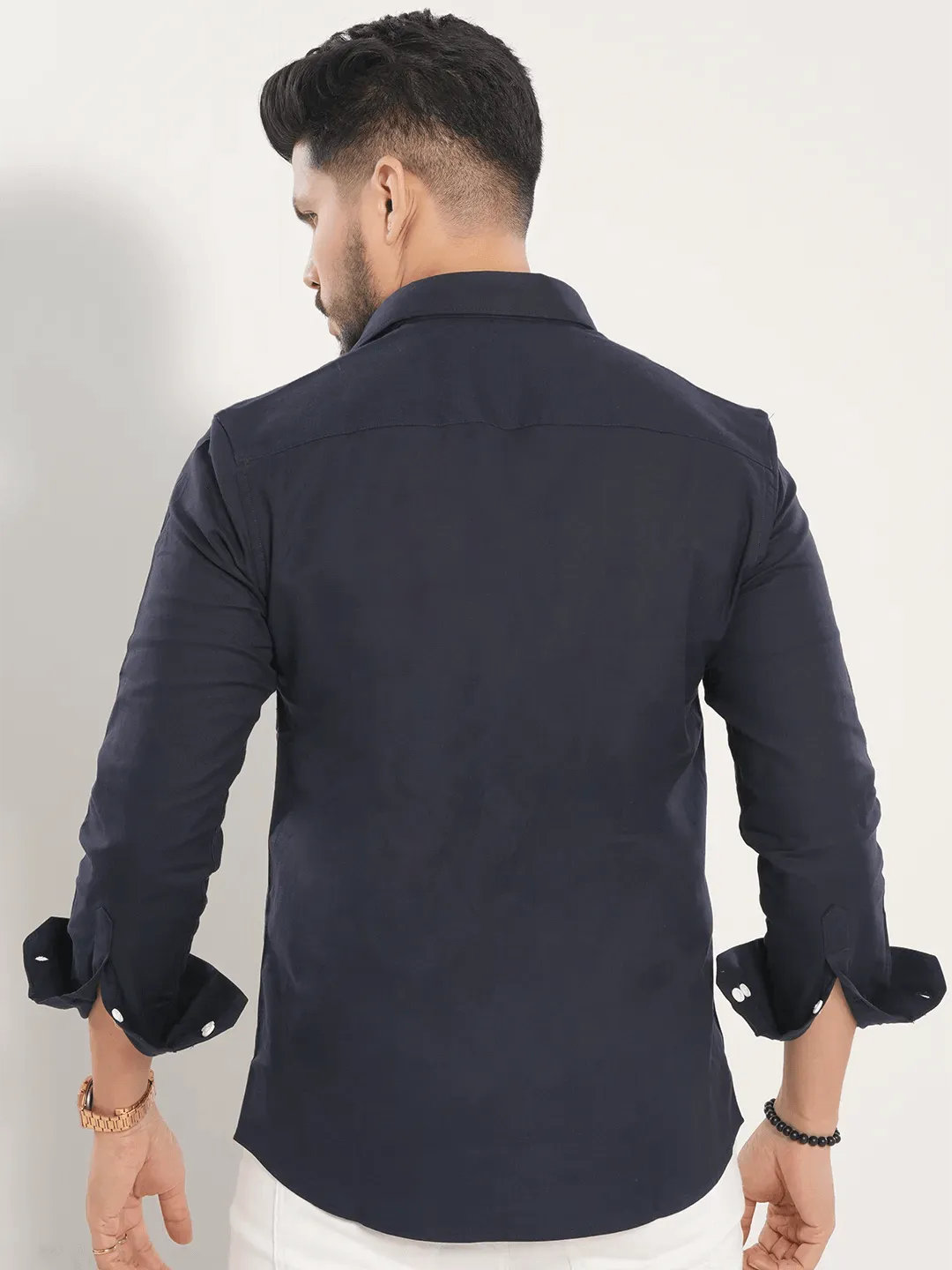 Men's Geometric Shape Dark Navy Full Sleeve Shirt