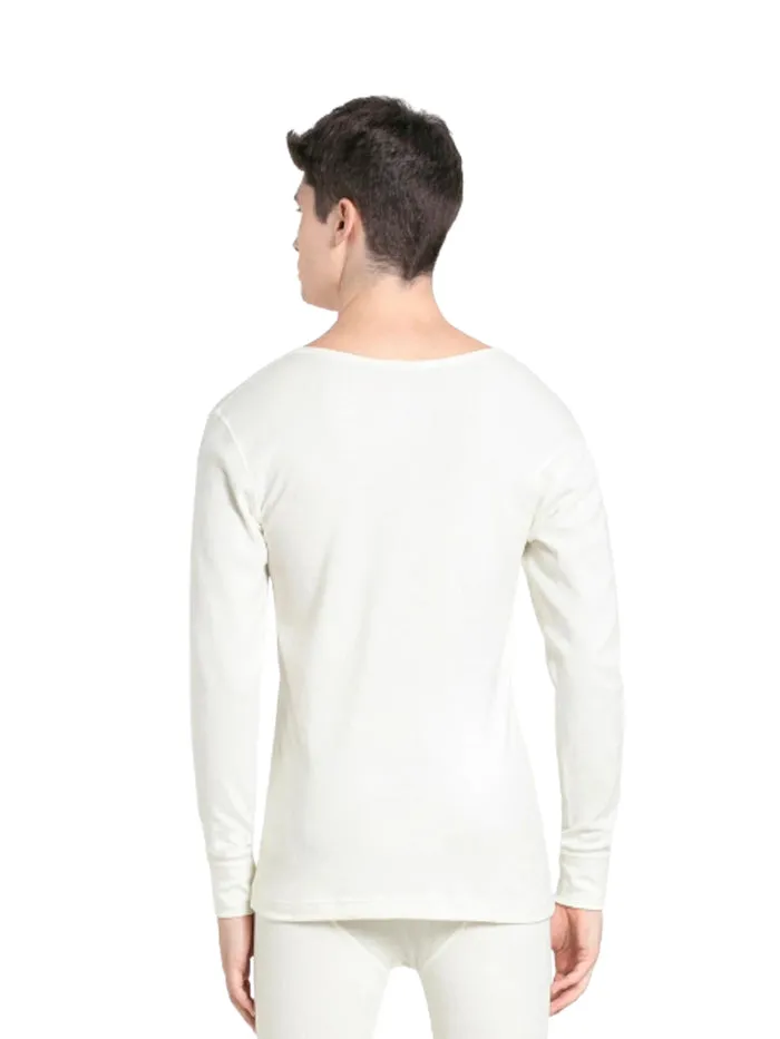 Men's Off White Thermal Long Sleeve Vest