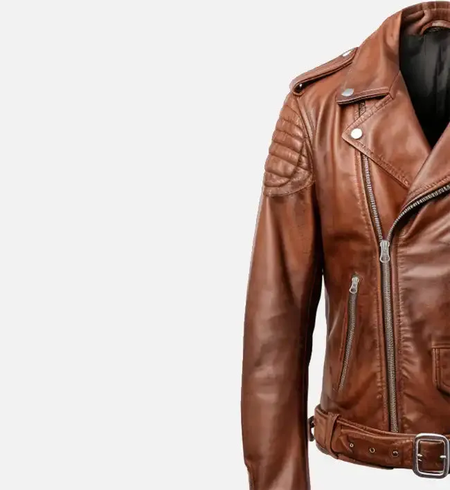 Men's Real Leather Brown Biker Jacket