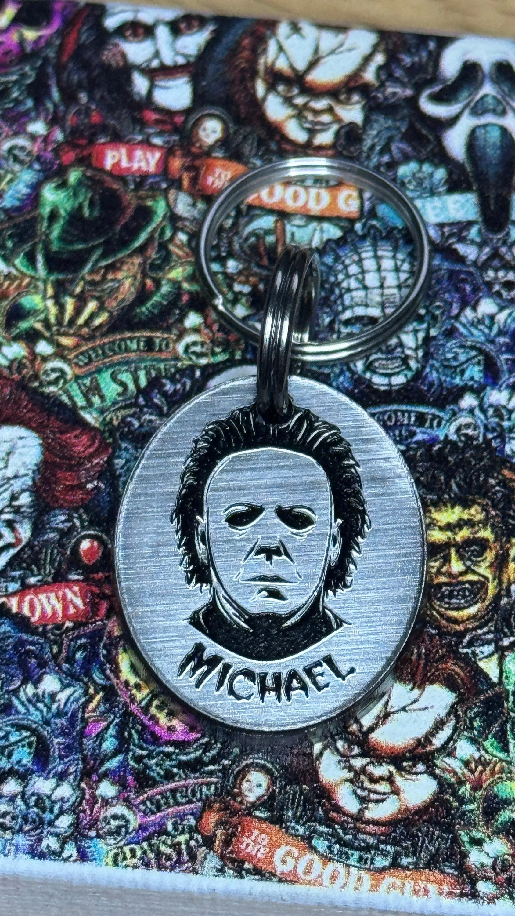 Michael Myers Pet Tag, Michael Myers Personalized Pet Tag - Scary Mask Pet Tag - Psycho Pet Tag