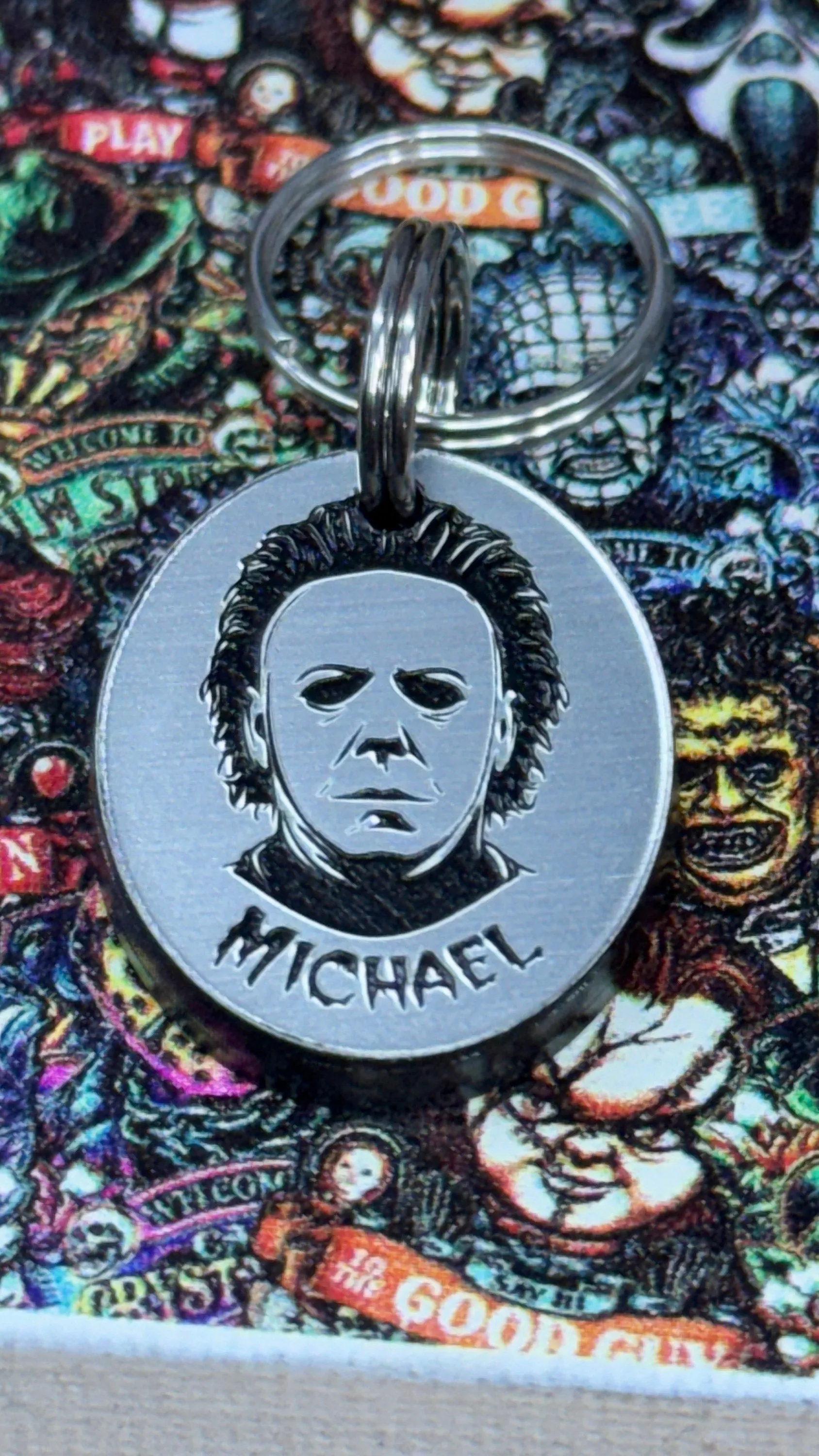 Michael Myers Pet Tag, Michael Myers Personalized Pet Tag - Scary Mask Pet Tag - Psycho Pet Tag